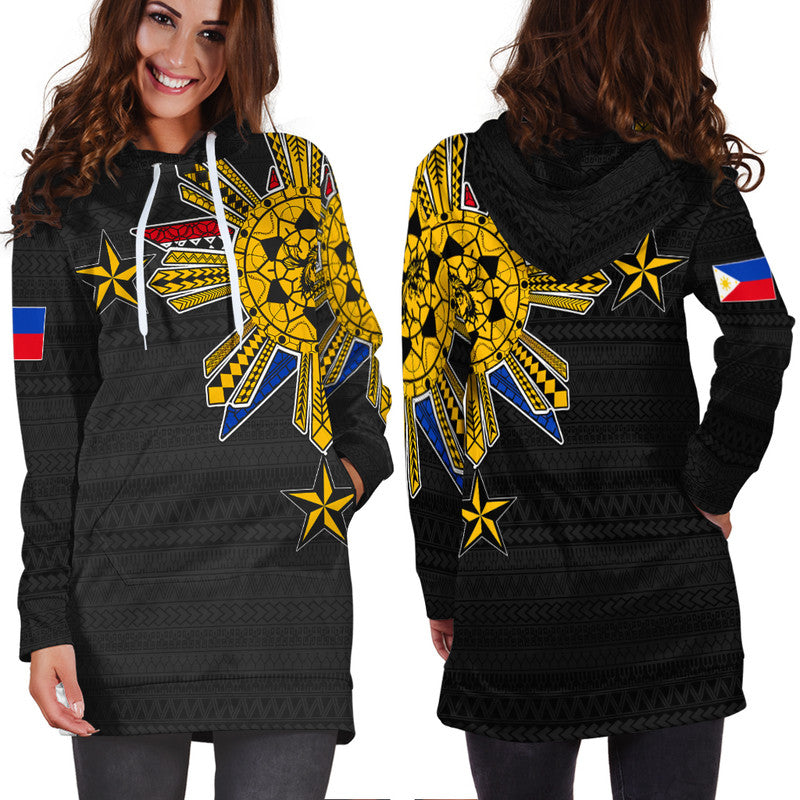 Filipino Hoodie Dress Tribal Black Style