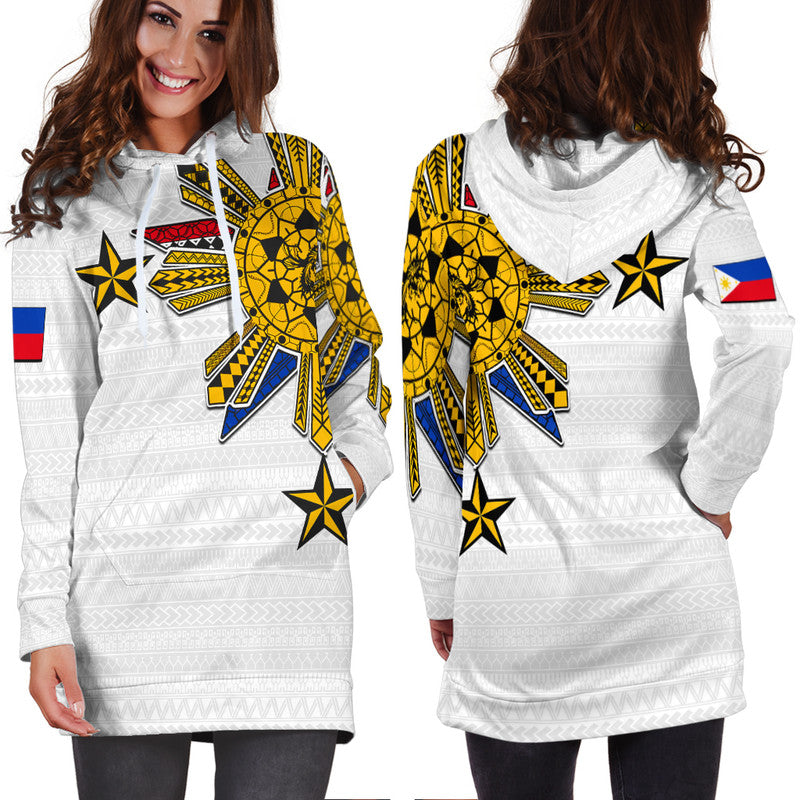 Filipino Hoodie Dress Tribal White Style