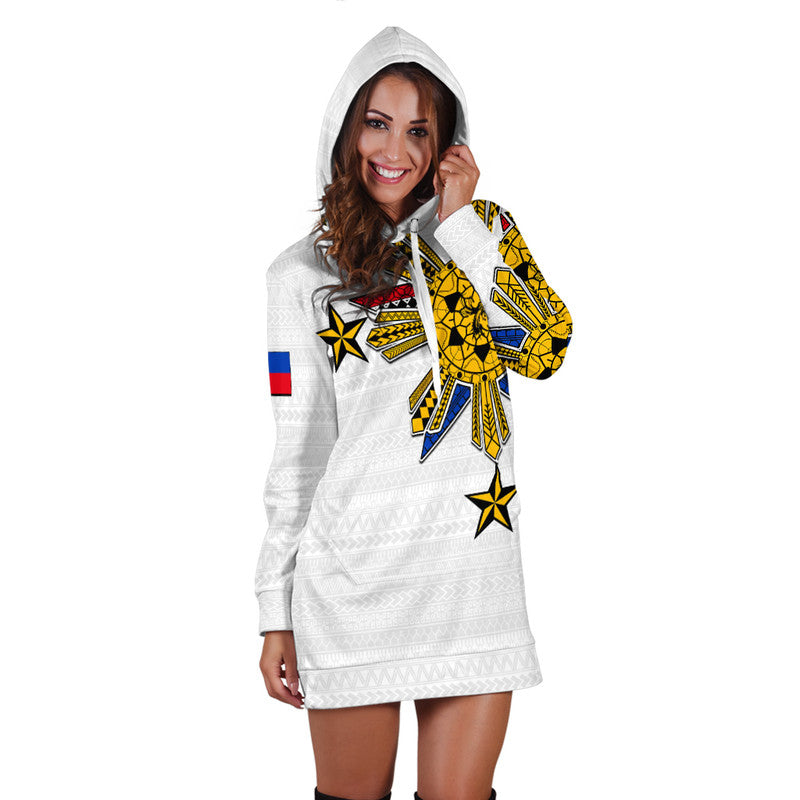 Filipino Hoodie Dress Tribal White Style