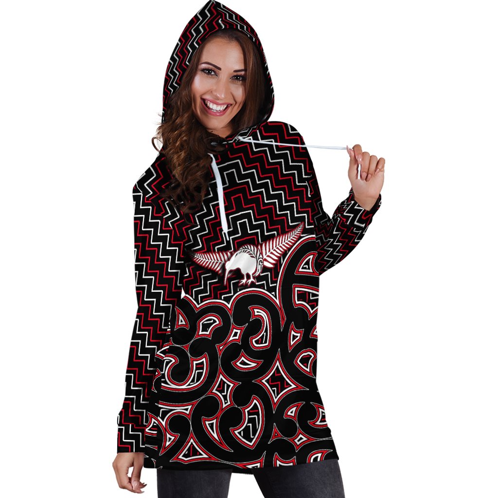 New Zealand Hoodie Dress Maori Graphic Tee patterns Red