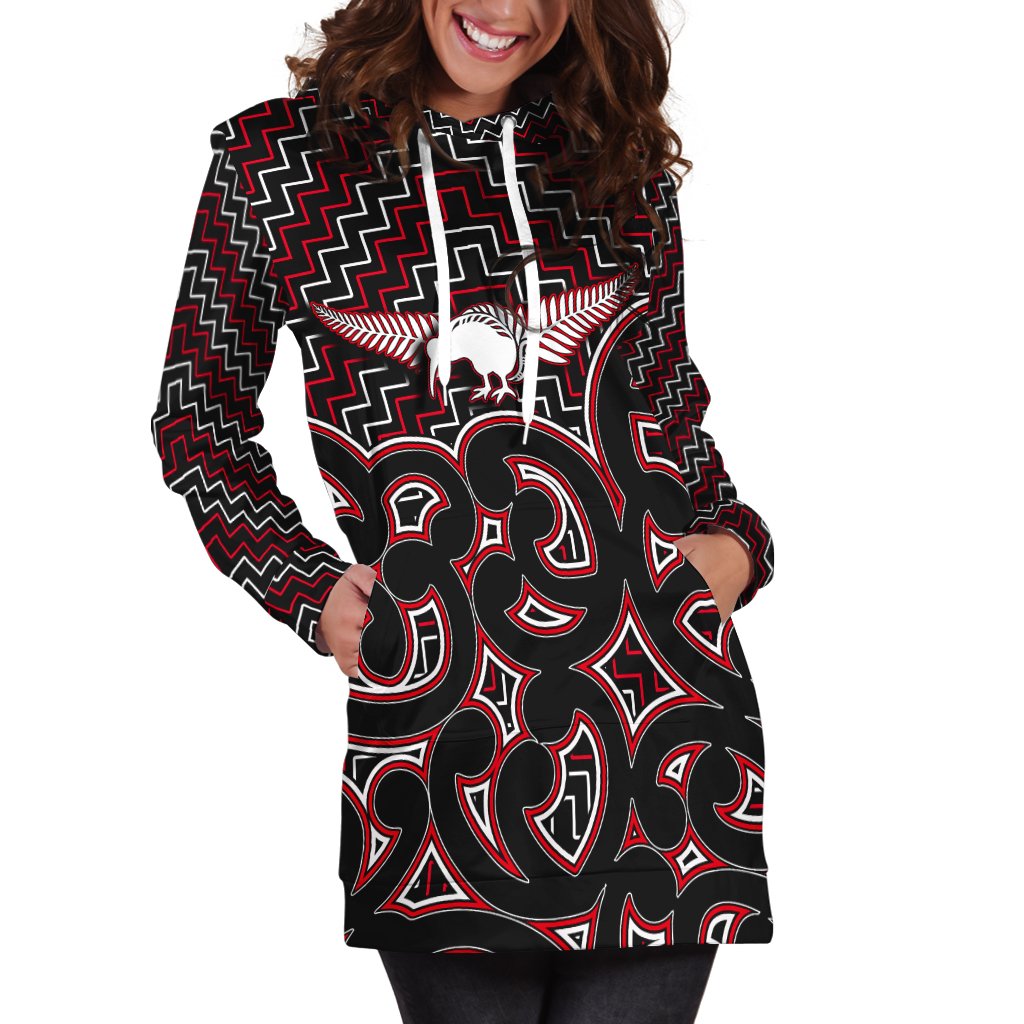 New Zealand Hoodie Dress Maori Graphic Tee patterns Red
