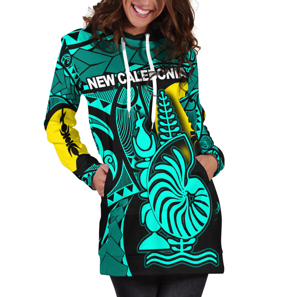 New Caledonia Hoodie Dress Turquoise Color