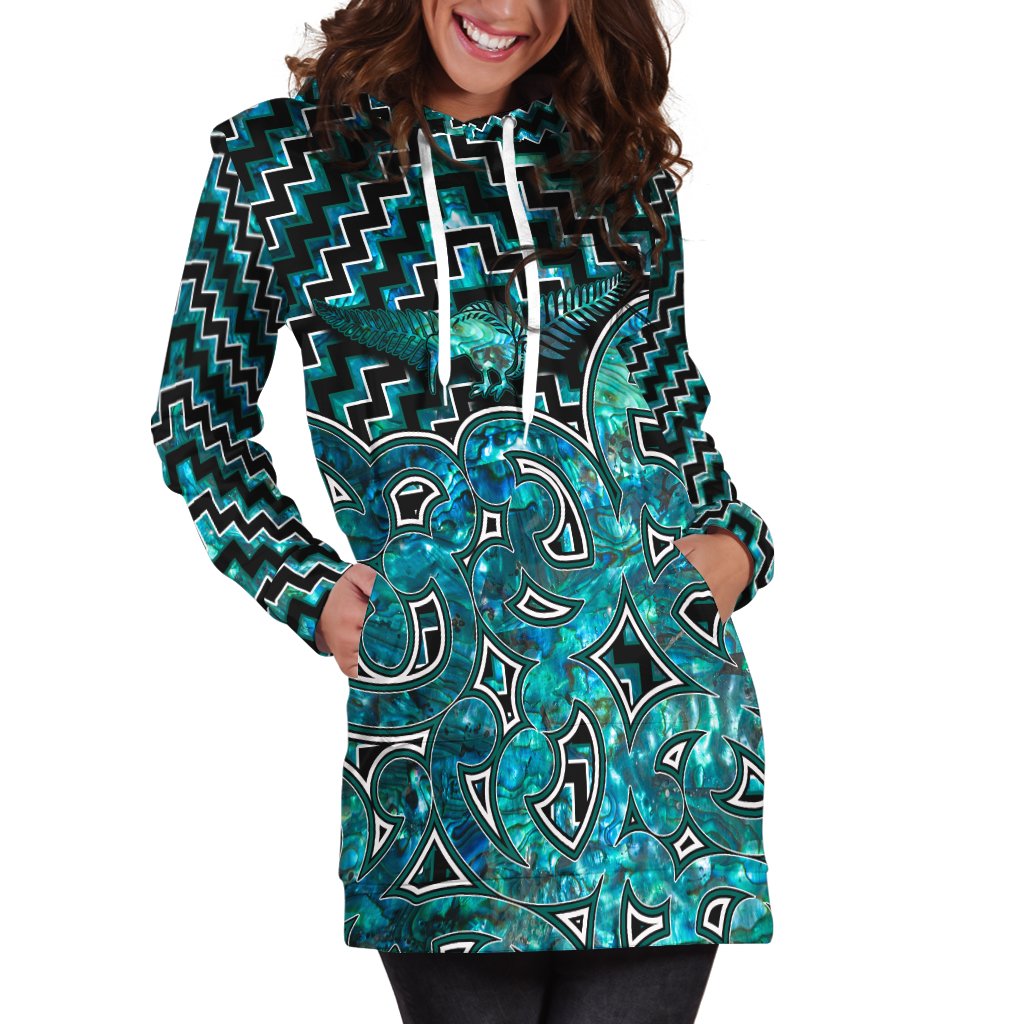 New Zealand Hoodie Dress Maori Graphic Tee patterns Paua Shell
