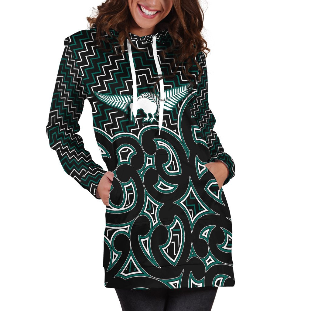 New Zealand Hoodie Dress Maori Graphic Tee patterns Green