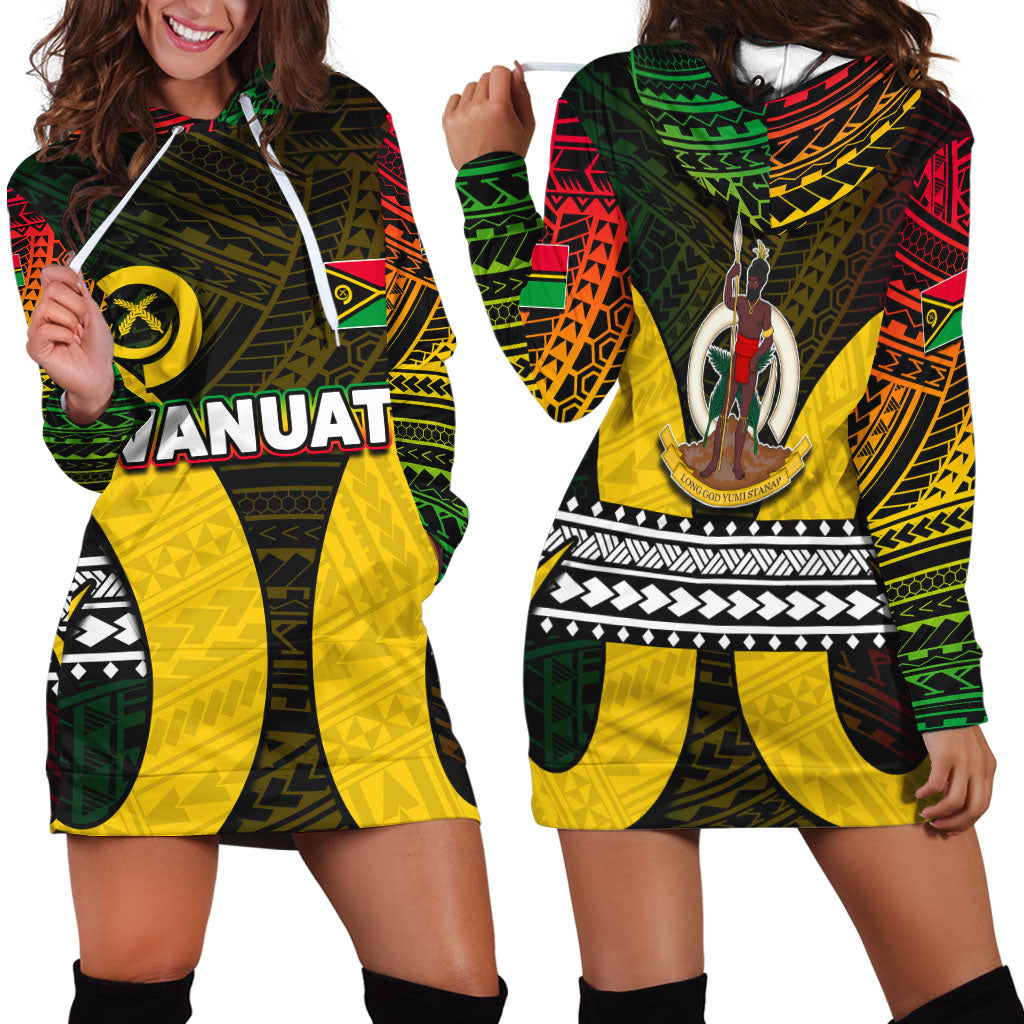 Vanuatu Hoodie Dress Polynesian Patterns Mix Pig Tusk