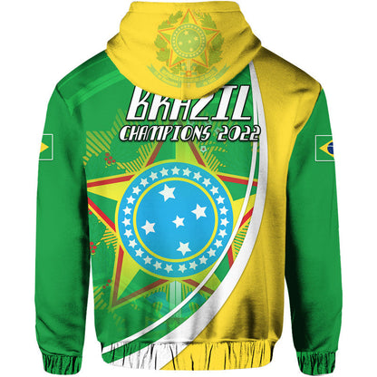 Brazil Football Hoodie Coat Of Arms Canarinha Champions Football 2022 LT9