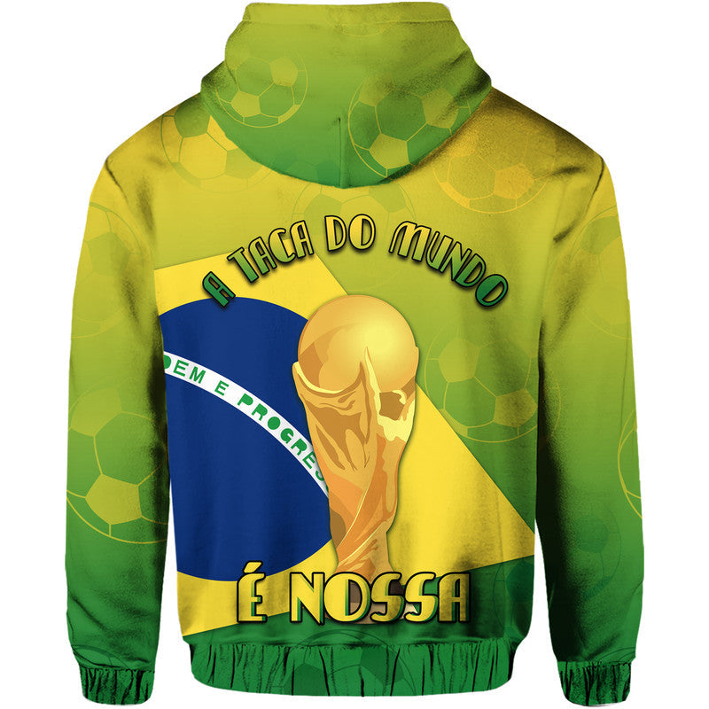 Brazil Football Champions Flag With Soccer Ball Hoodie