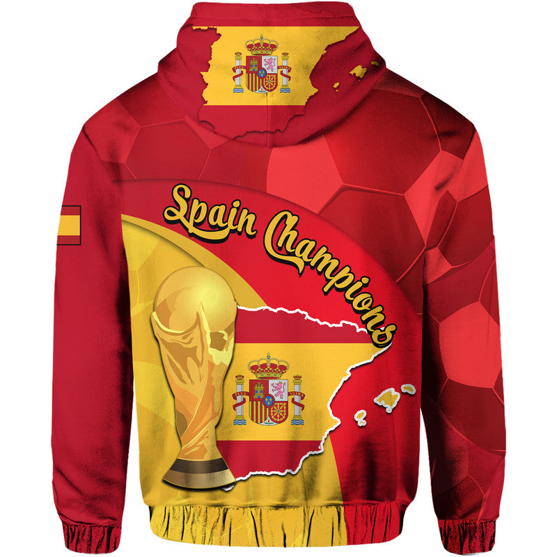 Spain Football Champions Hoodie Spain Coat Of Arms And Trophy