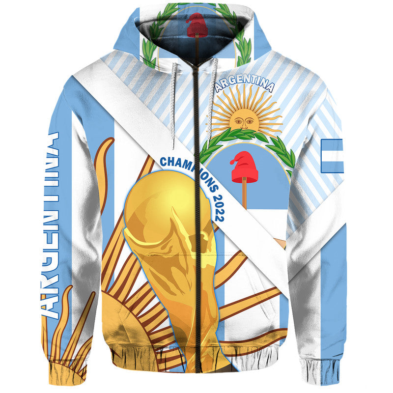 Custom Argentina Champions Football 2022 Hoodie La Albiceleste Sol de Mayo