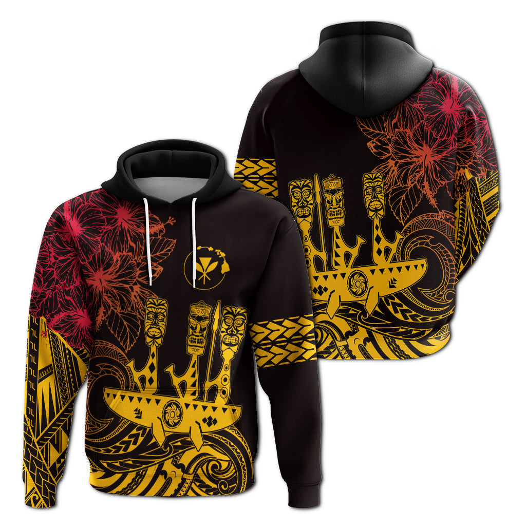 Hawaii Outrigger Canoe Paddling Hoodie Tribal Tiki