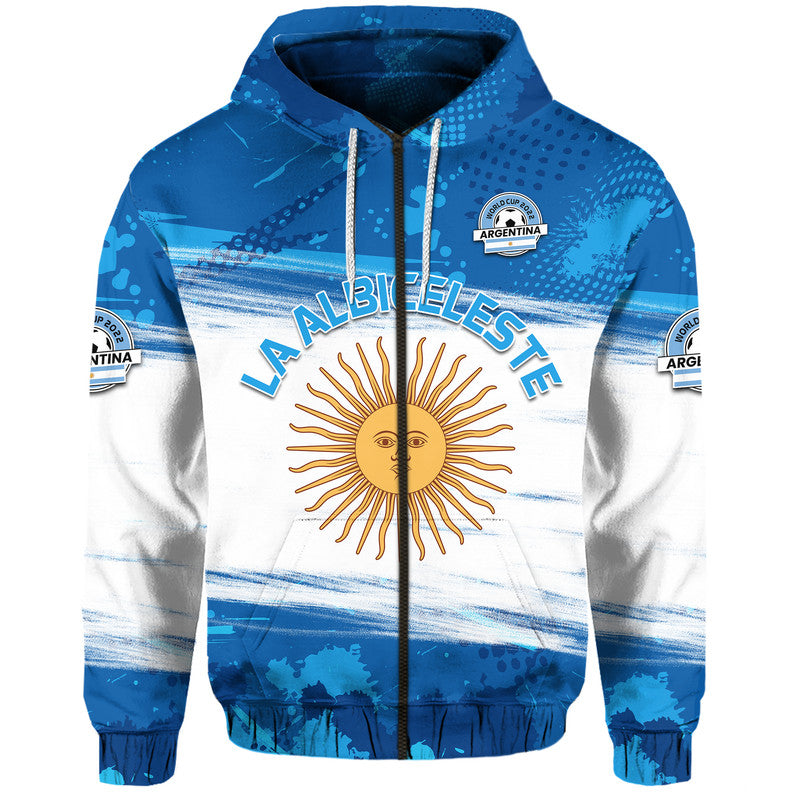 Custom Argentina Sol de Mayo La Albiceleste Flag Style Hoodie Blue