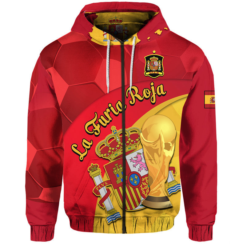 Spain Football Champions Hoodie Spain Coat Of Arms And Trophy