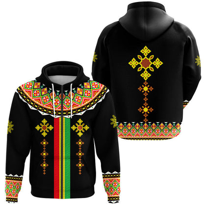 Ethiopia Cross Hoodie Geometric Ethnic