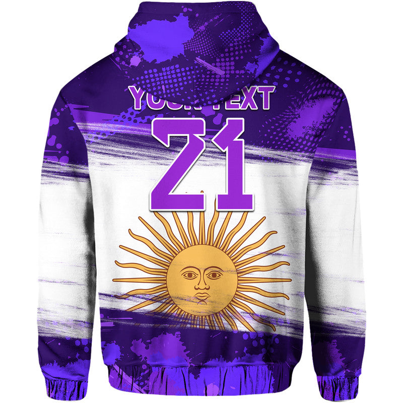Custom Argentina Sol de Mayo La Albiceleste Flag Style Hoodie Purple
