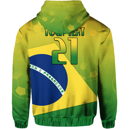 Custom Brazil Football Champions Flag With Soccer Ball Hoodie