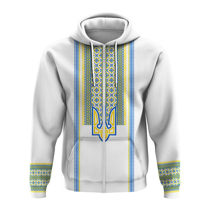 Ukraine Folk Patterns Hoodie Unity Day White