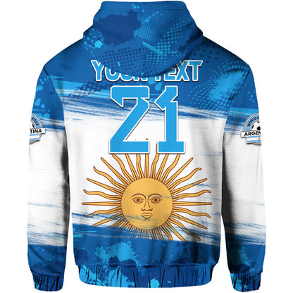Custom Argentina Sol de Mayo La Albiceleste Flag Style Hoodie Blue