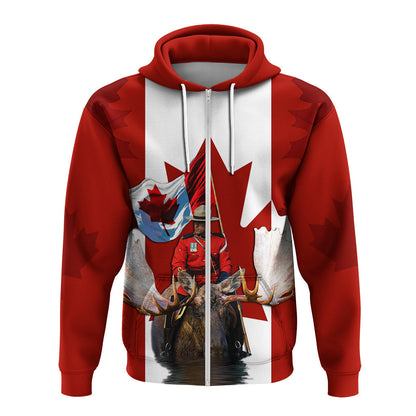 Canada Day Personalised Hoodie Mountie On Moose