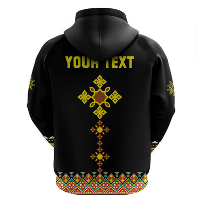 Custom Ethiopia Cross Hoodie Geometric Ethnic