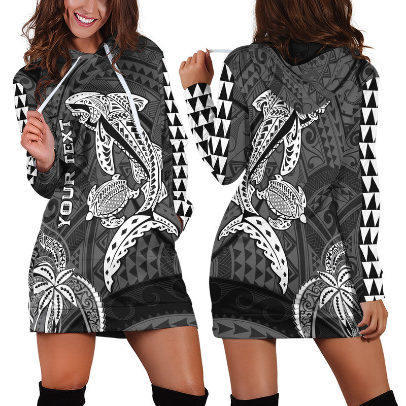 Custom Personalised Hawaii Hoodie Dress Shark and Turtle Mix Kakau