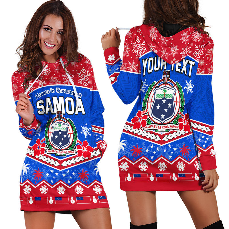 Custom Personalised Samoa Tribal Polynesian Christmas Vibe Hoodie Dress
