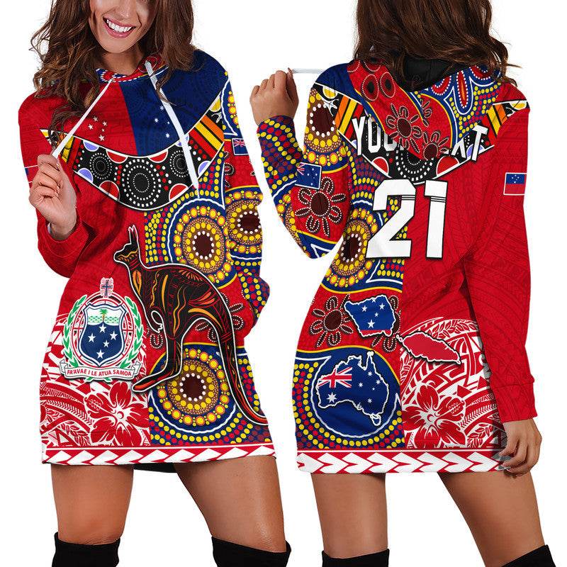 Custom Personalised Australia Aboriginal and Samoa Polynesian Hoodie Dress Boomerang