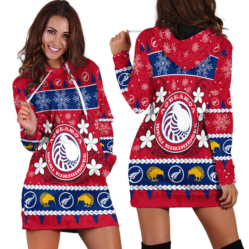 New Zealand Aotearoa Meri Kirihimete Hoodie Dress Maori Kiwi Christmas
