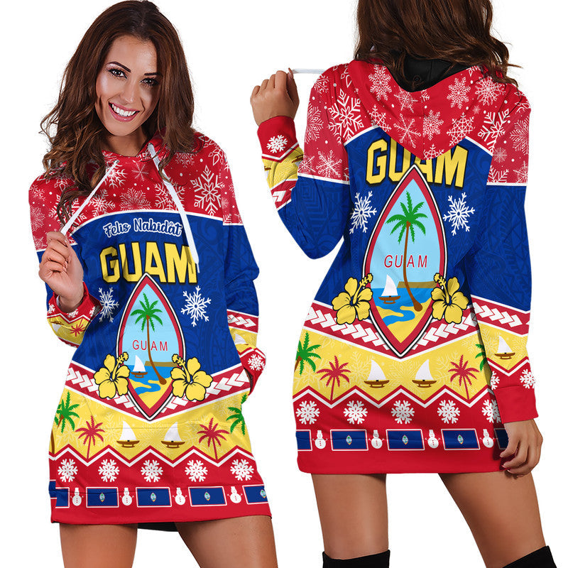 Guam Tribal Polynesian Christmas Vibe Hoodie Dress