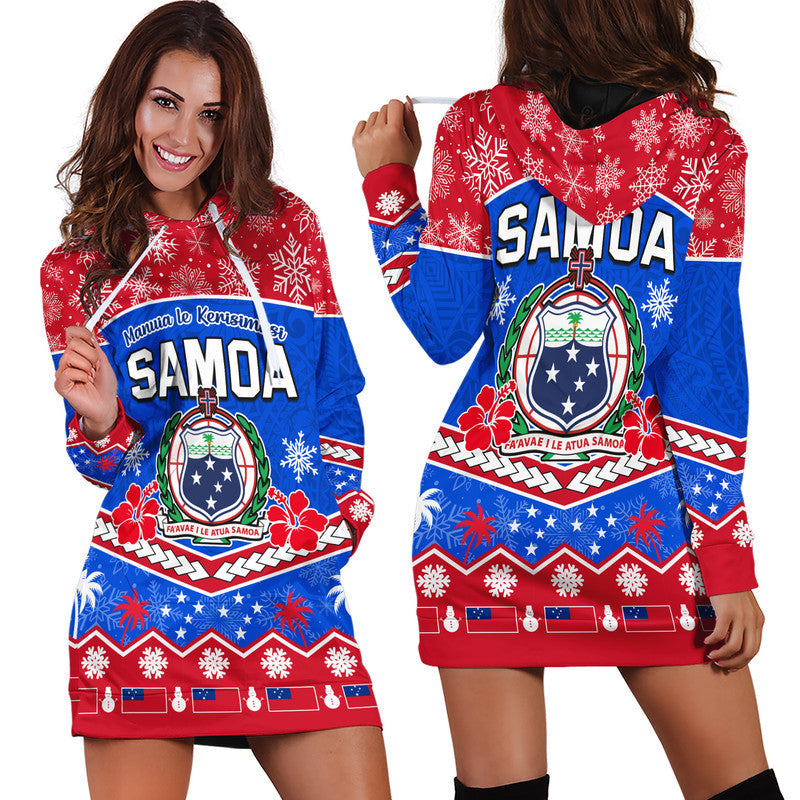 Samoa Tribal Polynesian Christmas Vibe Hoodie Dress