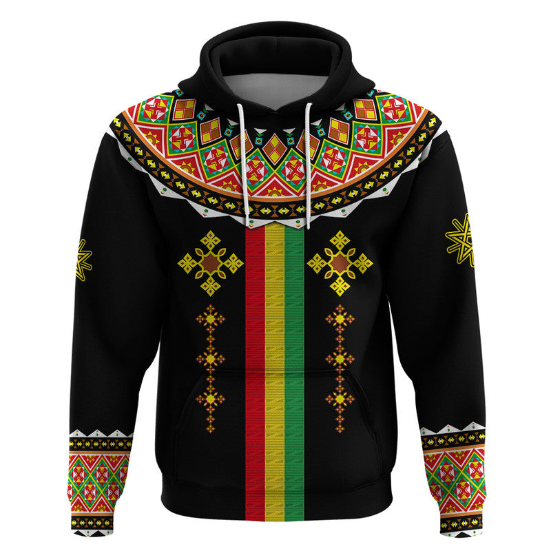 Custom Ethiopia Cross Hoodie Geometric Ethnic