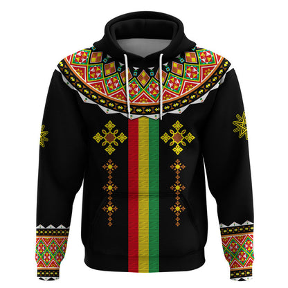 Ethiopia Cross Hoodie Geometric Ethnic