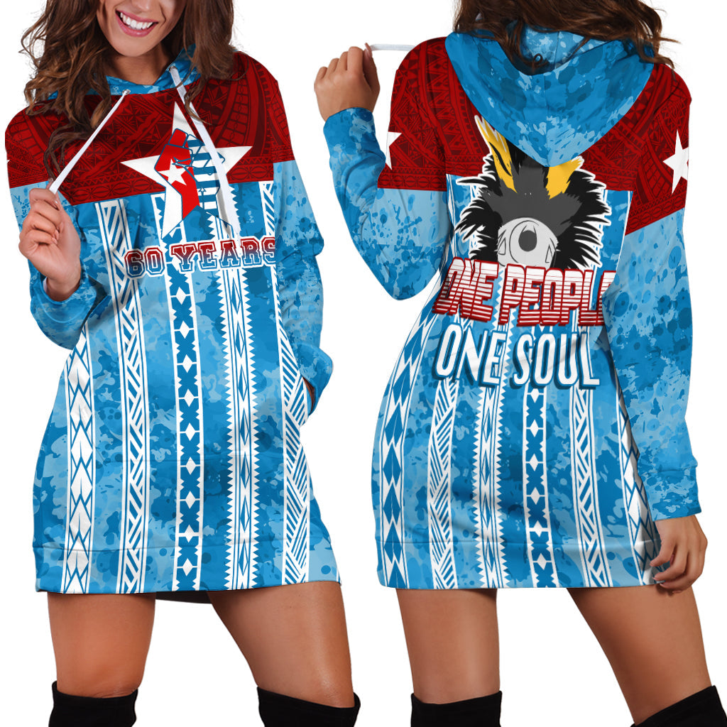 West Papua 60 Years OPM Morning Star with Polynesian Pattern Hoodie Dress