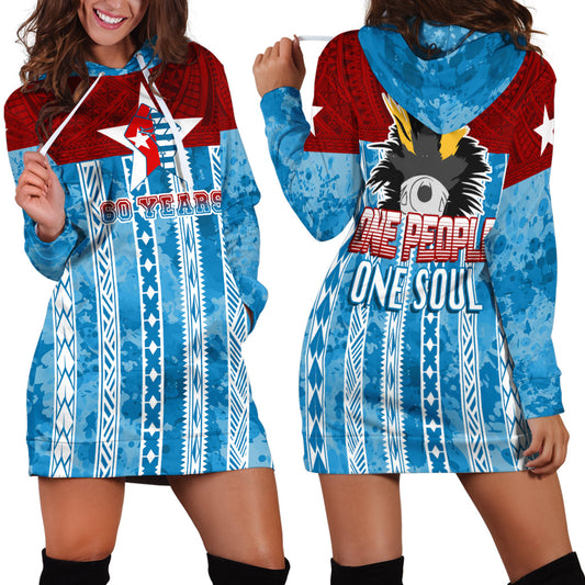 West Papua 60 Years OPM Morning Star with Polynesian Pattern Hoodie Dress