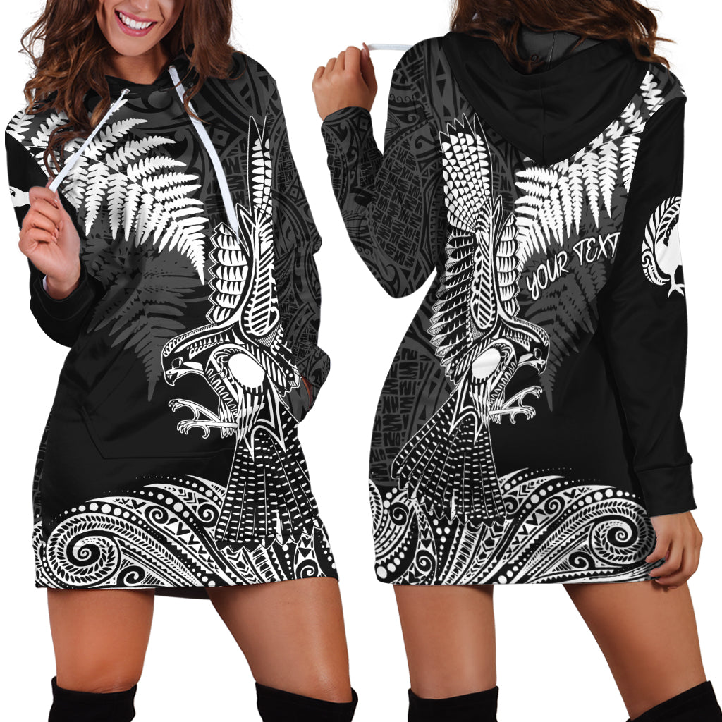 Custom Personalized Aotearoa Silver Fern Hoodie Dress Flying Kārearea