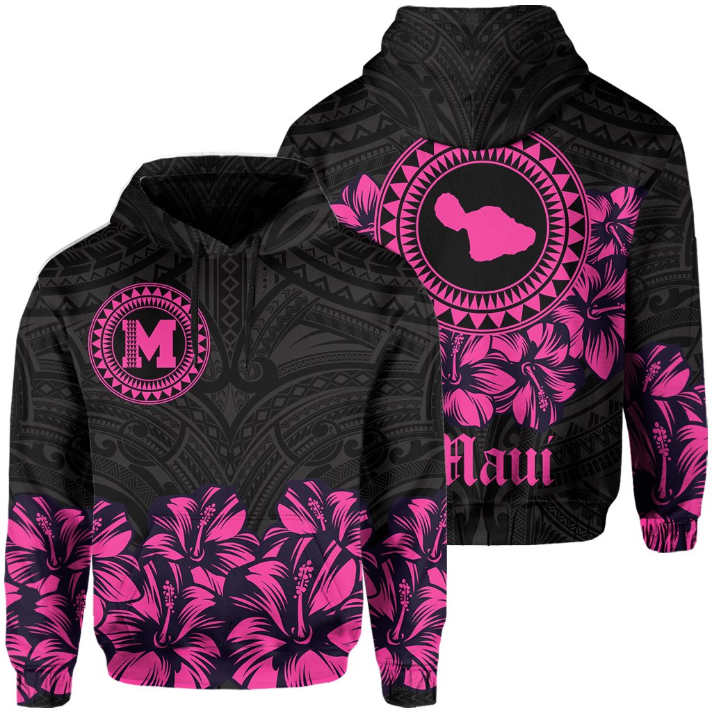 Maui Map Hibiscus Polynesian Hoodie Lithe Style AH