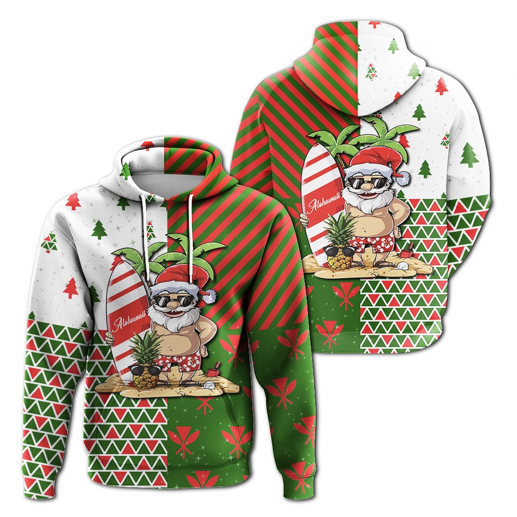 Hawaiian Santa Claus Mele Kalikimaka Kanaka Hoodie Red Angus Style AH