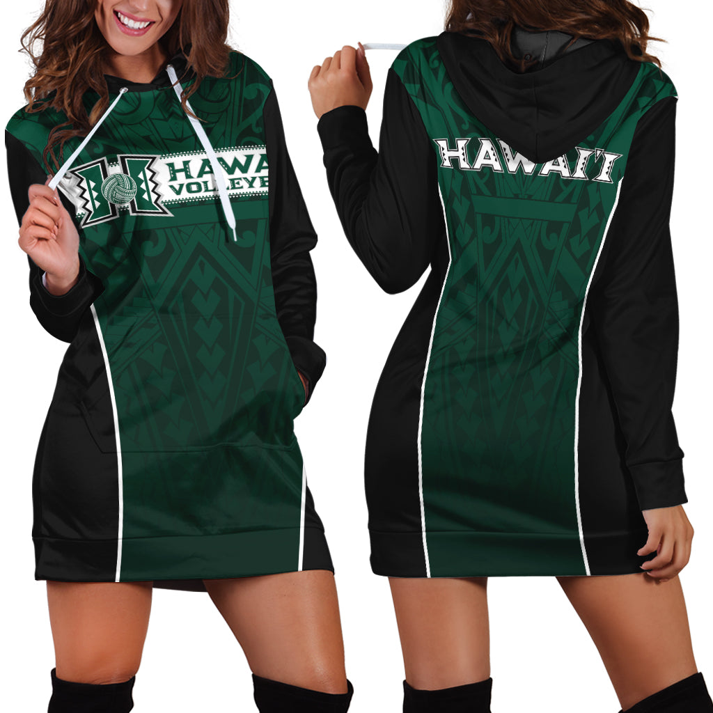 Hawaii Volleyball Green Warrior Hoodie Dress