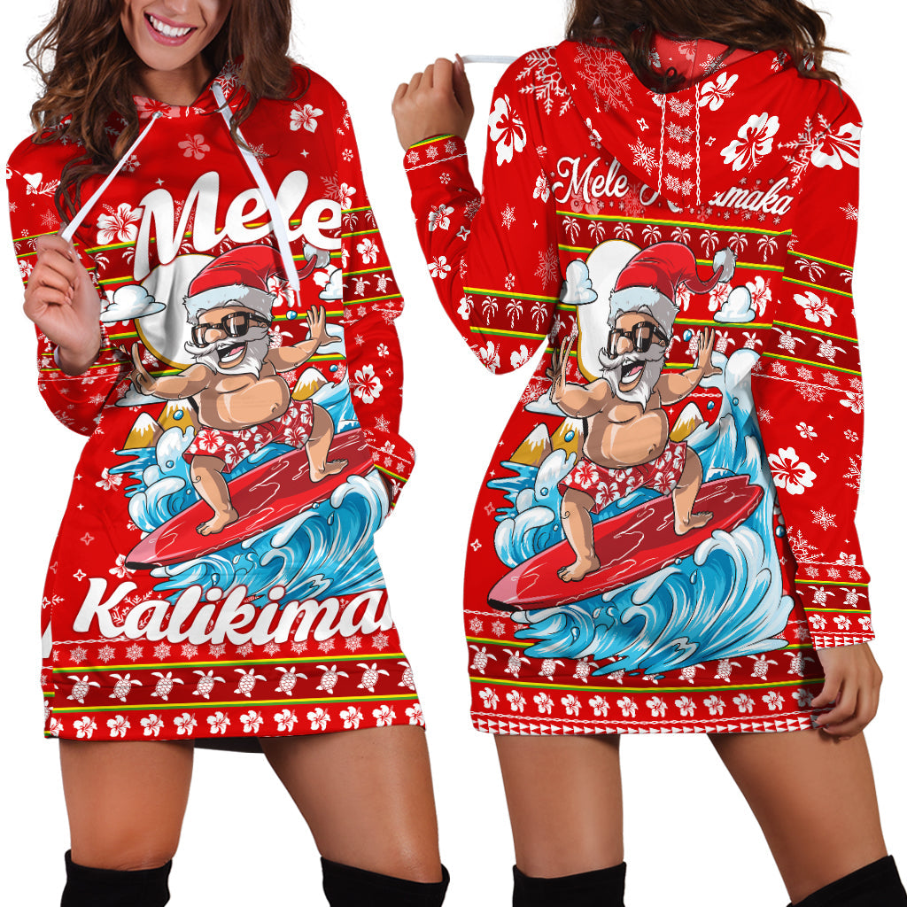 Hawaii Christmas Santas Surf Mele Kalikimaka Hoodie Dress