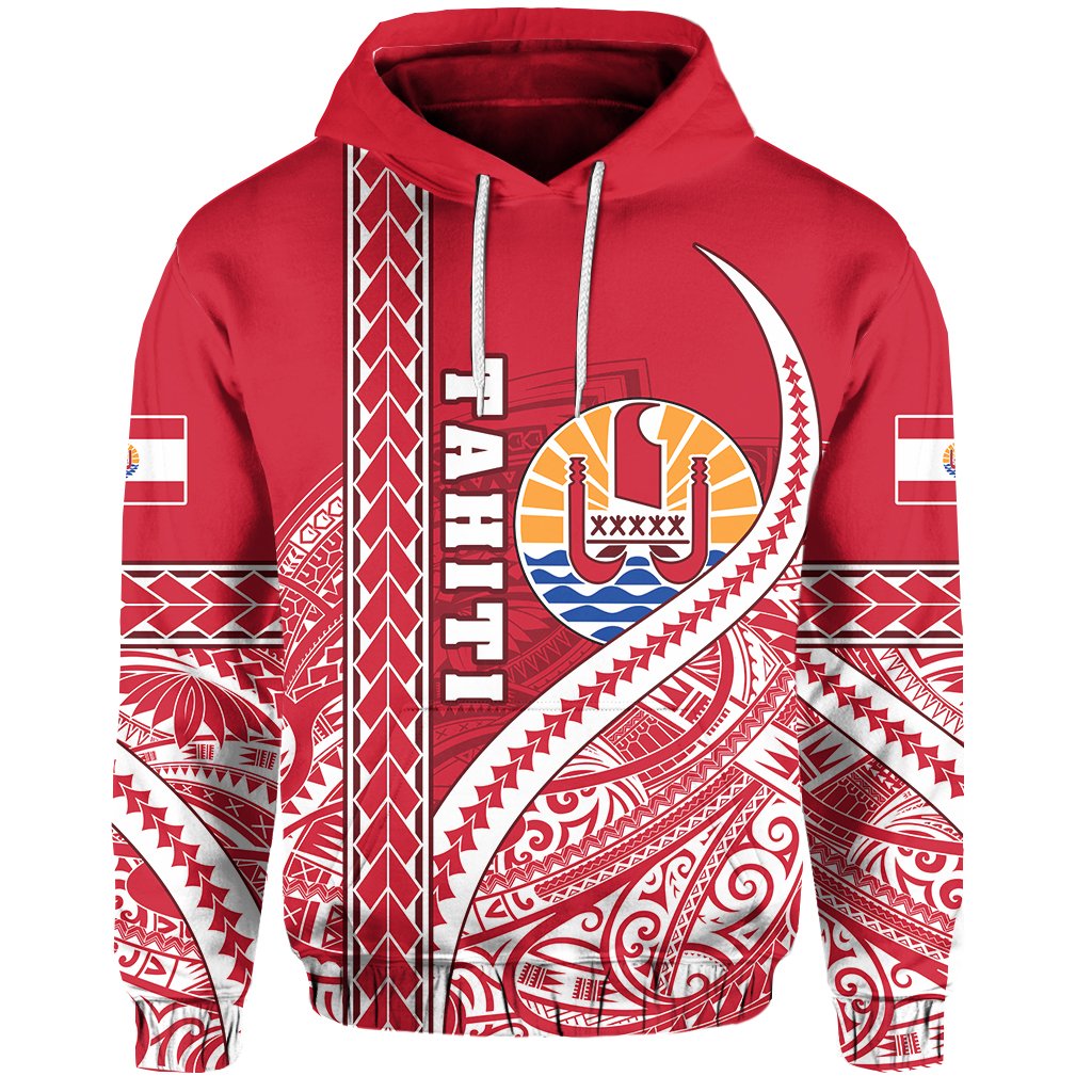 ( Personalised) Tahiti Rugby Hoodie Marvelous Version Red Text and Number