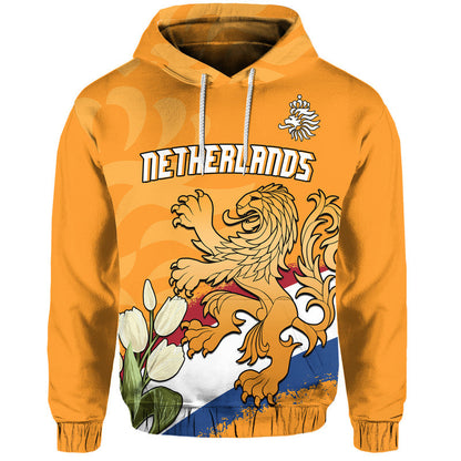 Custom Netherlands Football Flag Mix Tulip Flower Hoodie