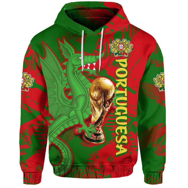 Custom Portugal Football Hoodie Dragon of Royal Arms During The Reign of Queen Maria II