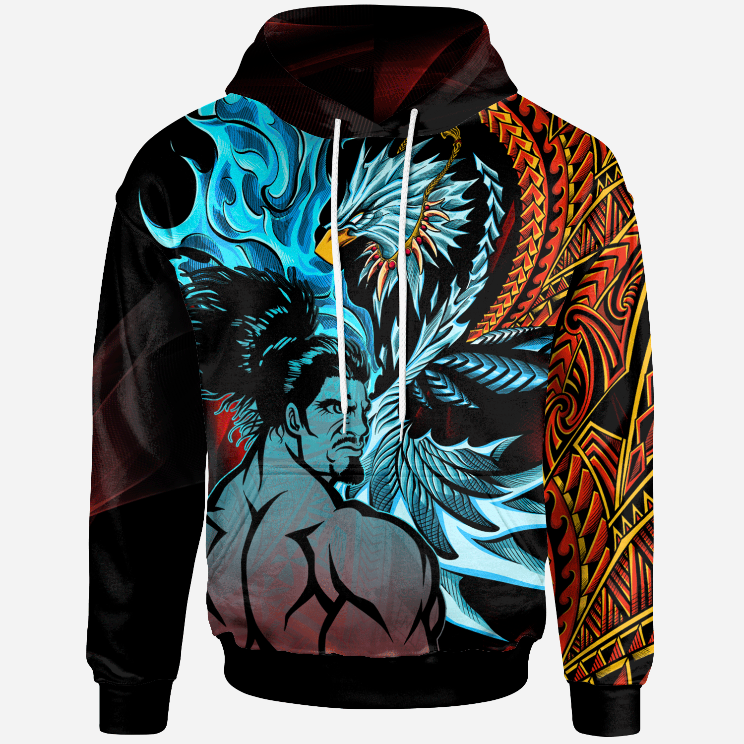 Samoa Hoodie Samoan Warrior With Eagle