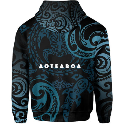 Maori Tangaroa Hoodie Blue