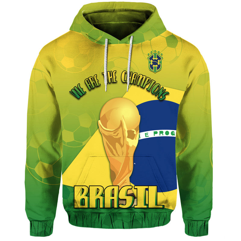 Brazil Football Champions Flag With Soccer Ball Hoodie