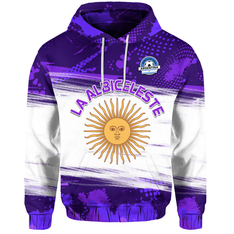 Custom Argentina Sol de Mayo La Albiceleste Flag Style Hoodie Purple