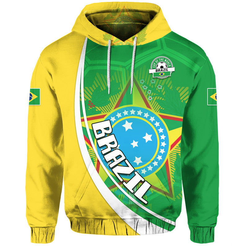 Custom Brazil Football Hoodie Coat Of Arms Canarinha Champions Football 2022 LT9