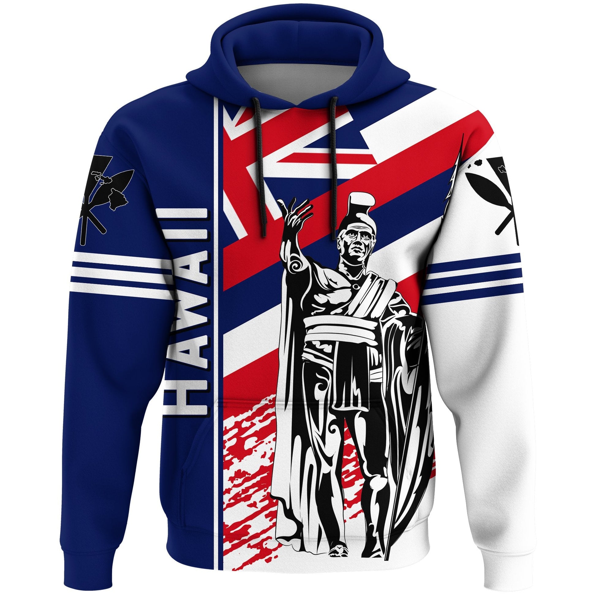 Hawaii Hoodie Hawaiian Kanaka Hoodie Flag Nation Quarter Style White AH