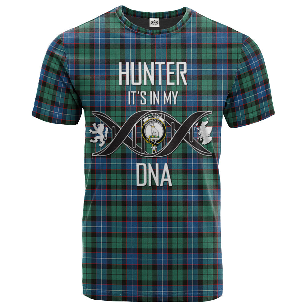 Printivon Hunter Ancient Clan DNA In Me Tartan Crest T Shirt