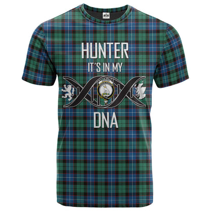 Printivon Hunter Ancient Clan DNA In Me Tartan Crest T Shirt