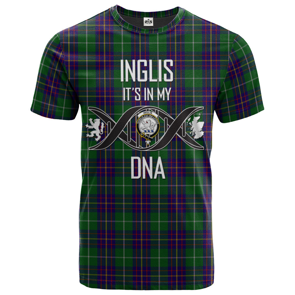 Printivon Inglis Clan DNA In Me Tartan Crest T Shirt